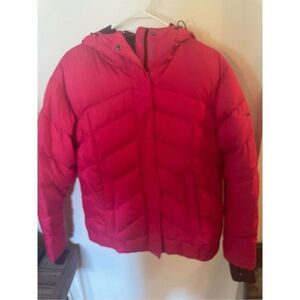 Columbia Bright Red Hooded Ski Puffer Jacket